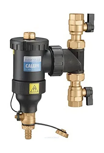Caleffi DIRTMAG Schlammabscheider 1 1/4, DN 32 mit Magnet - Thermostat für Heizungs- und Kühlkreisläufe, trennt effektiv Verunreinigungen dank großem Fassungsvermögen und abnehmbarem Magnetring.