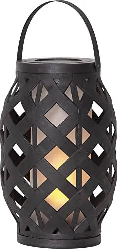 Garten-Laterne FLAME L black, Feuer-Effekt & Timer