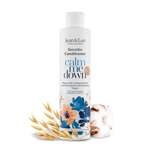 Jean & Len Conditioner Sensitiv Hafermilch & Baumwolle - Haarspülungen & Conditioner, sanfte Pflege für trockenes Haar und empfindliche Kopfhaut, ohne Silikone und Parabene, vegan und besonders geschmeidig.