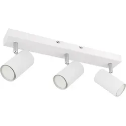 3-flammige Deckenlampe mit schwenkbaren Spots - Moderne Deckenleuchte in Weiß mit verchromten Akzenten, bietet flexible Lichtgestaltung durch bewegliche GU10 Spots, perfekt für Ihr Wohnzimmer.