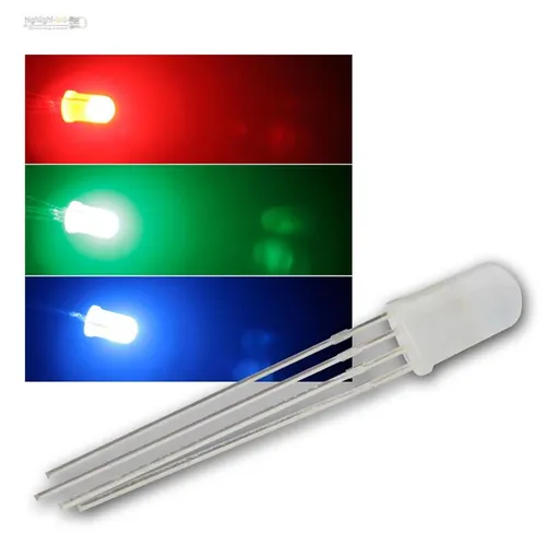 LED 5mm RGB diffus, 4-polig steuerbar diffuse LEDs 3-Chip RGBs rot grün blau 100