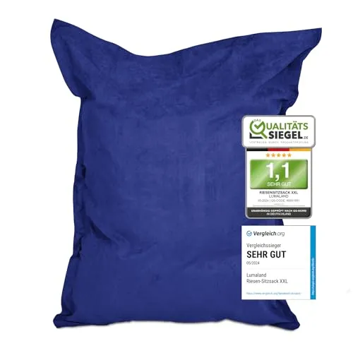 Lumaland Sitzsack Luxury XXL - 380L und 5 Jahre Garantie - Sitzsäcke für In- & Outdoor mit maximalem Komfort. Der wasserfeste Lumaland Luxury XXL Sitzsack passt sich perfekt an und entlastet die Wirbelsäule für entspanntes Sitzen.