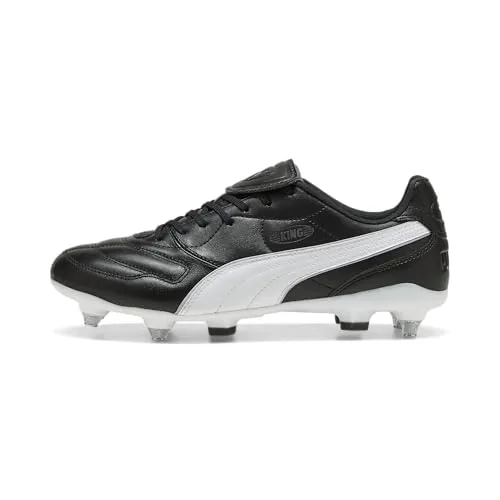 PUMA King Liga MXSG Fußballschuh – Unisex in Schwarz/Silber/Weiß, Größe 8 UK - Hochwertiger Fußballschuh von PUMA mit strapazierfähiger Laufsohle aus speziellem Material für optimalen Grip auf dem Platz. Ideal für passionierte Spieler.