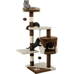 lionto Kratzbaum Katzenkratzbaum 112 cm - braun/beige - Kratzbaum für Katzen mit kuscheliger Höhle und Spielbällen. Ideal für Krallenpflege und Beobachtung, vielseitig einsetzbar und leicht aufzubauen.