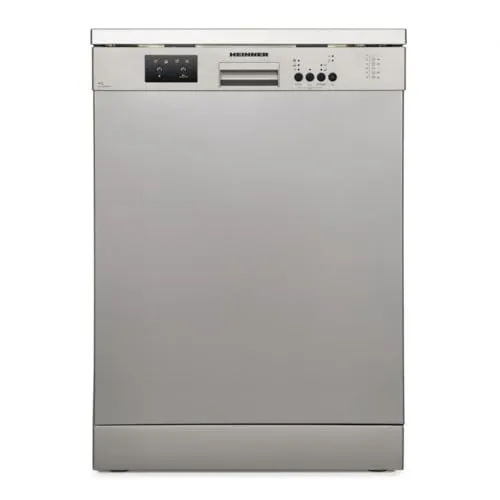 HEINNER HDW-FS6006DSE++ Freistehender Geschirrspüler – 12 Maßgedecke, 6 Programme, Aquastop, Half‑Load, Elektronische Steuerung, Silber, 5 Jahre Garantie