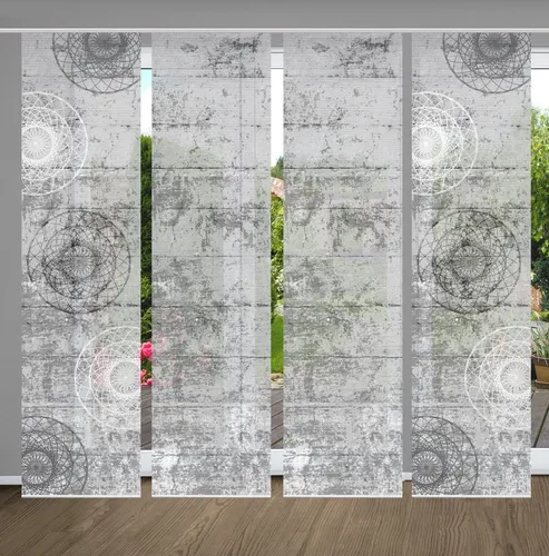 HOME in green Schiebegardine MANDRIGA, Paneelwagen (4 St), grau - Gardinen in Bambusoptik, halbtransparent und flexibel einsetzbar für Sichtschutz oder Raumteilung, pflegeleicht und formbeständig.