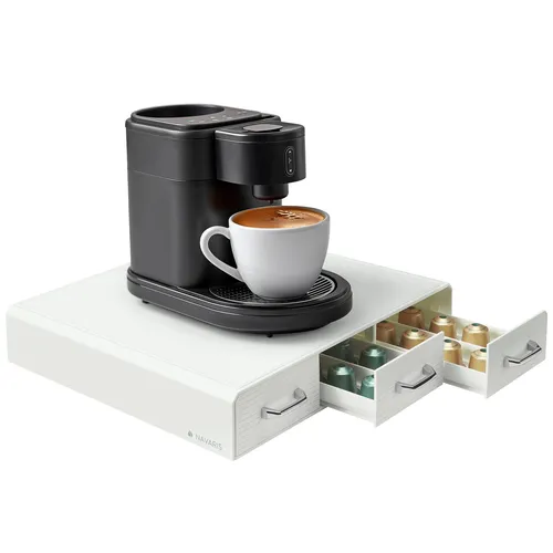 Kaffeekapselspender Triple Drawer White - Schubladen für Kaffeekapseln: Organisiere bis zu 48 Kapseln, schickes Design und platzsparend unter der Kaffeemaschine – ideal für jeden Kaffeeliebhaber!