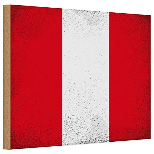 Holzschild Flagge Peru 30x20cm Flag of Peru Vintage