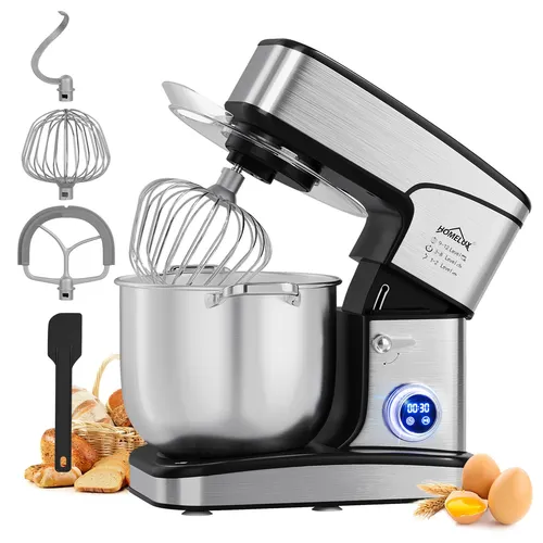 2800W Küchenmaschine XXL 16L mit LCD Timer - Vielseitige Küchenmaschine mit 12 Geschwindigkeitsstufen und 16L Kapazität. Ideal zum Mischen und Rühren für große Portionen, ausgestattet mit Spritzschutz und rutschfesten Füßen.