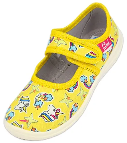 Beck Unisex Kinder Yellow Dream Hausschuh - Hausschuhe für Mädchen mit Einhorn-Motiv, federleicht und atmungsaktiv, rutschfeste Sohle für sicheren Halt und optimale Passform, hergestellt von Beck in Europa.