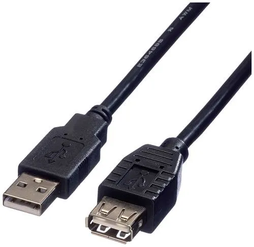 Roline USB-Kabel USB 2.0 USB-A Stecker, USB-A Buchse 0.80m Schwarz Geschirmt 11.02.8947