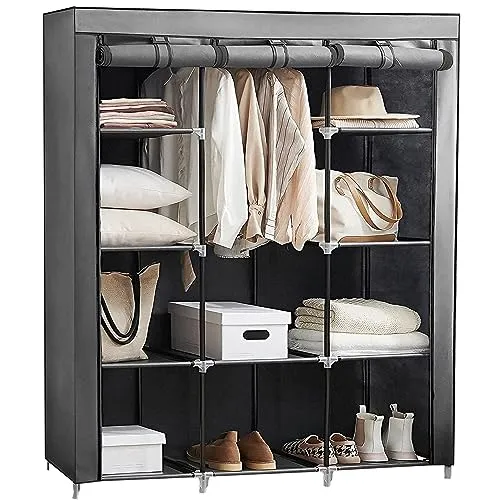 Retoo Faltschrank Kleiderschrank aus Stoff mit 2 Kleiderstangen - Faltbarer Stoffschrank 148x42x172,5 cm mit Reißverschluss, ideal für optimale Raumorganisation und einfache Montage – perfekt für Schlafzimmer, Ankleidezimmer oder Camping.