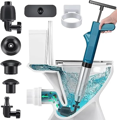 NiC IS COCNG Hochdruck Toiletten-Entstörer - Saugglocken & Halter, effektiver Hochdruck-Reiniger mit bis zu 120 PSI für schnelle Beseitigung von Verstopfungen in Toiletten, Waschbecken und Badewannen.