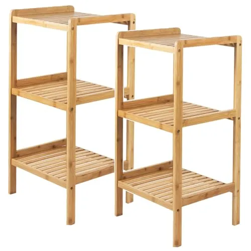 Green Blue GB321 Badezimmerregal aus Bambus,Badregal mit 3 Ebenen, Standregal, Küchenregal, Wohnzimmer Regal | 37x33x78cm, 3 Einlegeböden (2)
