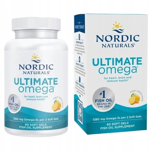 NORDIC NATURALS Ultimate Omega Zitrone 1280mg - Nahrungsergänzungsmittel mit 60 Softgel-Kapseln, reich an Omega-3 für Herz-Kreislauf-Gesundheit und allgemeines Wohlbefinden. Erfrischender Zitronengeschmack!