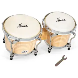 XDrum Bongos Pro Natur - Percussion-Set mit hochwertigen Naturfellen, ideal für Profis und Einsteiger, professionelles Stimmsystem und verchromte Hardware für besten Klang.