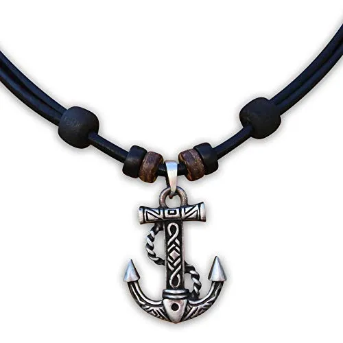 HANA LIMA Halskette Anker Lederkette Ankerkette Surferhalskette Herrenhalskette Herrenkette Surferkette Damenkette