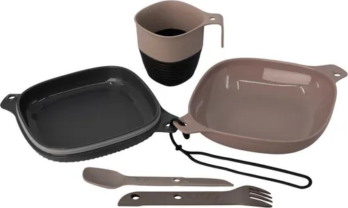 UCO Lunchbox Camping-Geschirrset 6-teilig - Grau-beige - Thermobehälter mit strapazierfähigem Nylon und Glasfaserverstärkung, inklusive Spork und auslaufsicherer Dichtung für sicheren Transport. Ideal für Outdoor-Aktivitäten und Camping.