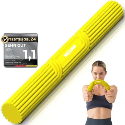 NEOLYMP Handtrainer Unterarmtrainer – Griffkraft & Rehabilitation – Therapy Bar aus Silikon, rutschfest & langlebig – Hand Trainingsgerät inkl. Tragetasche (Handtrainer | Gelb | 3,2 kg)