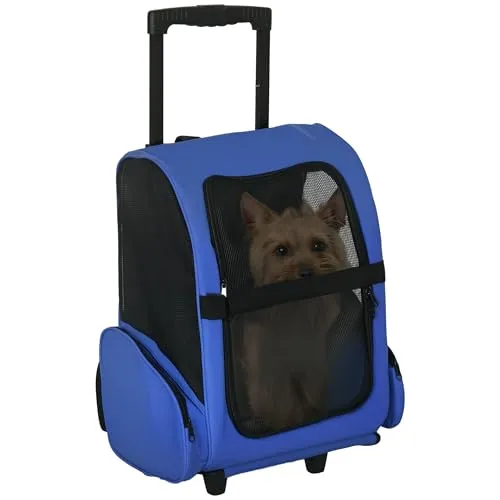 PawHut Hundetrolley Transporttasche Trolley Tragetasche Rucksack Hunde Trolley blau
