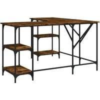 vidaXL L-Form Schreibtisch Räuchereiche 139x139 cm - Praktischer L-Form Schreibtisch aus langlebigem Holzwerkstoff mit reichlich Stauraum für Computer und Dokumente. Ideal für kleine Räume und einfach zu reinigen.