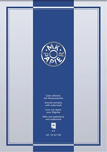 Brunnen Briefpapierblock MK, Wasserzeichen vorhanden, A4, unliniert, 50 Blatt, weiß