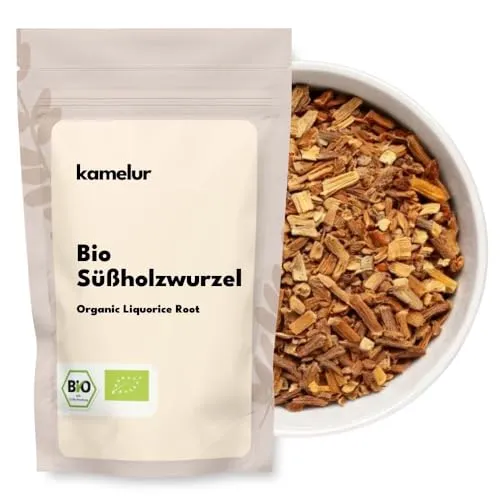 Kamelur 125g BIO Süßholzwurzel getrocknet & geschnitten für Süssholzwurzel Tee Bio – hochwertiger Süßholztee ohne Zusätze –