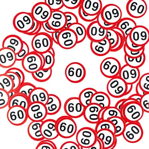 Geburtstag Deko Konfetti Verkehrszeichen rot/weiß - Originelle Geburtstagsdeko 60 für einen gelungenen 60 Geburtstag Frau oder Mann - Tiwoca 60