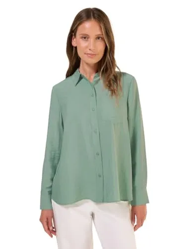 Cecil Damen B345661 Bluse, Matcha Green, L - Blusen & Tuniken für Damen - Leichte Bluse mit Hemdkragen und Brusttasche, ideal für einen lässigen Look im Alltag.