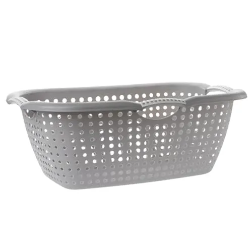 2friends Ergonomische Wäschewanne - Praktischer Wäschekorb aus Plastik in Grau, leichte & robuste Allzweck-Kunststoffwanne mit Griffen, ideal für Wäsche & Transport, 60x24x40cm, Made in EU