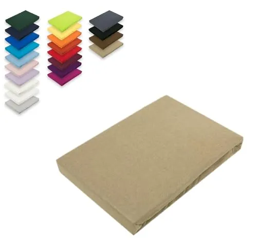 EXKLUSIV HEIMTEXTIL Jersey Spannbettlaken 60 x 120 cm Sand 100% Baumwolle Öko - Tex Zertifiziert Bed-Sheet Bettlaken Spannbetttuch