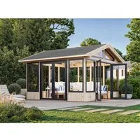 Palmako Pavillon Isabella 401 x 401 cm - Gartenlauben mit rundum verglasten Seitenwänden für eine helle Wohlfühlatmosphäre. Genießen Sie gemütliche Stunden im Freien bis in den Herbst.