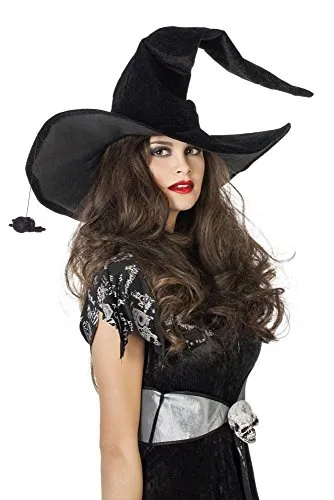 WILBERS & WILBERS 9795 - Stabiler Hexenhut mit Spinne, schwarz, Kostüm Accessoire für Karneval, Halloween
