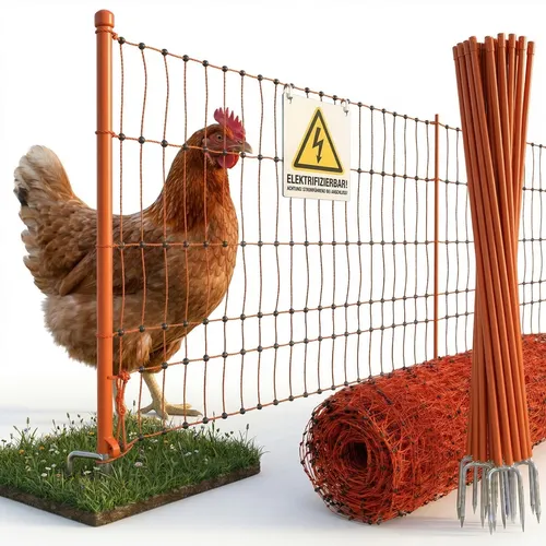 Agrarzone Geflügelnetz mit Strom orange 25m x 112cm