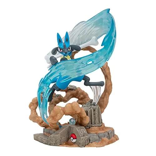 Pokémon PKW2732 - Deluxe Sammler Statue - Lucario - Model Statuen: 33 cm große, authentische Lucario Statue mit leuchtendem Knochenstab, offiziell lizenziertes Pokémon-Produkt von Jazwares.
