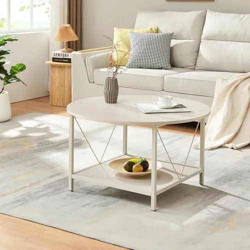 [en.casa] Couchtisch Filem – Eleganter Wohnzimmertisch mit Ablage Ø80 cm - Beistelltisch fürs Wohnzimmer mit modernem Design und großzügiger Ablage für Ordnung. Das stabile Metallgestell sorgt für sicheren Halt und die pflegeleichte Oberfläche bleibt immer strahlend schön.