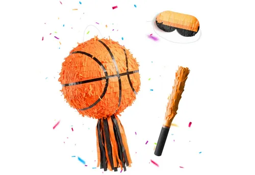 relaxdays Pinata Set Ball mit Stab & Maske, Basketball von Relaxdays