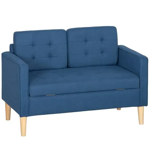HOMCOM 2-Sitzer Sofa aus Samt mit Eukalyptusholz - Stylisches 2-Sitzer Sofa mit hochwertigem Samtbezug und praktischem Stauraum. Ideal für jedes Wohnzimmer, vereint Komfort und Funktionalität auf elegante Weise.