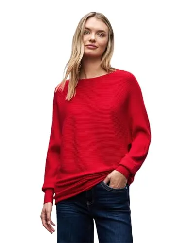 Cecil Pullover Rot - Größe 40 - Stylischer U-Boot-Ausschnitt und trendige Fledermausärmel. Dieser locker geschnittene Pullover überzeugt mit engmaschigem Strickmuster und ist das perfekte Oberteil für jeden Anlass.