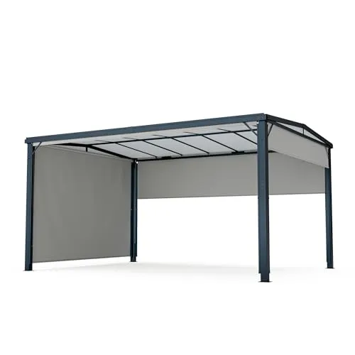 blumfeldt Pavillon Solid Sky, Gartenpavillon mit Seitenteilen - Rechteckiger Gartenpavillon 212,5x295x395 cm aus robustem Aluminiumrahmen, idealer Schutz vor Sonne und Regen mit festem Kunststoffdach, perfekt für Garten und Camping.