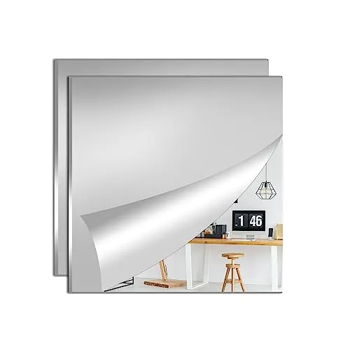 TAIANJI 2 Stück Spiegelfliesen Selbstklebend 30x30cm Klebespiegel Spiegelfolie Selbstklebend Acryl Fliesenspiegel Spiegel Selbstklebend Wpiegel Wand Spiegel Zum für Badezimmer Mirror