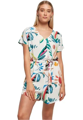 Urban Classics Damen Ladies Short Viscose Belt Jumpsuit - Stylischer Damen Jumpsuit aus Viskose, mit femininem Schnitt und Gürtel für einen perfekten Sitz – ideal für warme Tage!