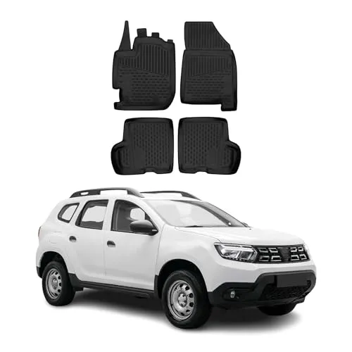 OMAC Auto-Fußmatten für Dacia Duster 2017-2024 - Schwarz, 4 tlg - Fahrzeugspezifische Allwetter-Fußmatten, wasserdicht und rutschfest für mehr Sicherheit. Ideal für den Schutz des Innenraums, leicht zu reinigen und geruchlos.