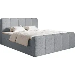 Selsey Boxbett Cloudy II, Grau, 140x200 cm - Boxspringbett mit 140x200 cm Liegefläche, gepolstert, hoher Komfort dank Bonell-Federkernmatratze und zusätzlichem PU-Schaum-Topper. Integrierte Bettkästen für praktischen Stauraum.