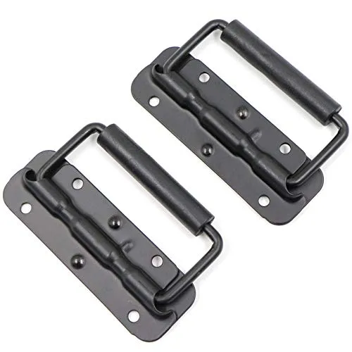 gexuamz Klappgriff Kistengriff Boxen Griff Tragegriff - 2 Stück Edelstahl Gefedert Kistengriff Ziehen Schwere Griffe Lautsprecherboxen Werkzeug Hardware Boxen Werkzeugkasten Tuer Abzieher Schwarz.