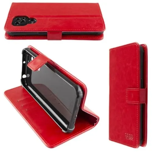 caseroxx Bookstyle Handytasche für Doro 8100/8110 / 8200/8210 / 8220 in rot – Klapphülle mit Kreditkartenfächern, Magnetverschluss, Standfunktion & Rundumschutz