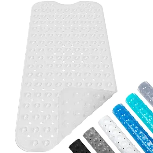 Badewannenmatte Duschmatte 100x40 cm Badewanneneinlage Antirutschmatte rutschfest Maschinenwaschbar(Transparent)