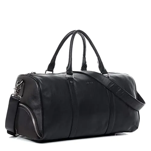 BACCINI Reisetasche echt Leder Weekender groß schwarz - Hochwertige Reisetasche aus echtem Leder, ideal für Damen & Herren. Mit abnehmbarem Schultergurt und 45 l Volumen perfekt für Kurztrips oder Sport.