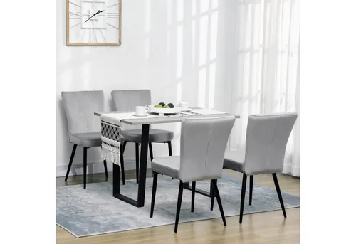 HOMCOM Esszimmerstuhl 4er-Set, Polsterstuhl mit Samtoptik