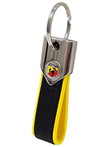 Abarth offizieller Schlüsselanhänger, kohlefaser look und gelb